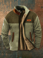 Men's retro color block fleece jacket