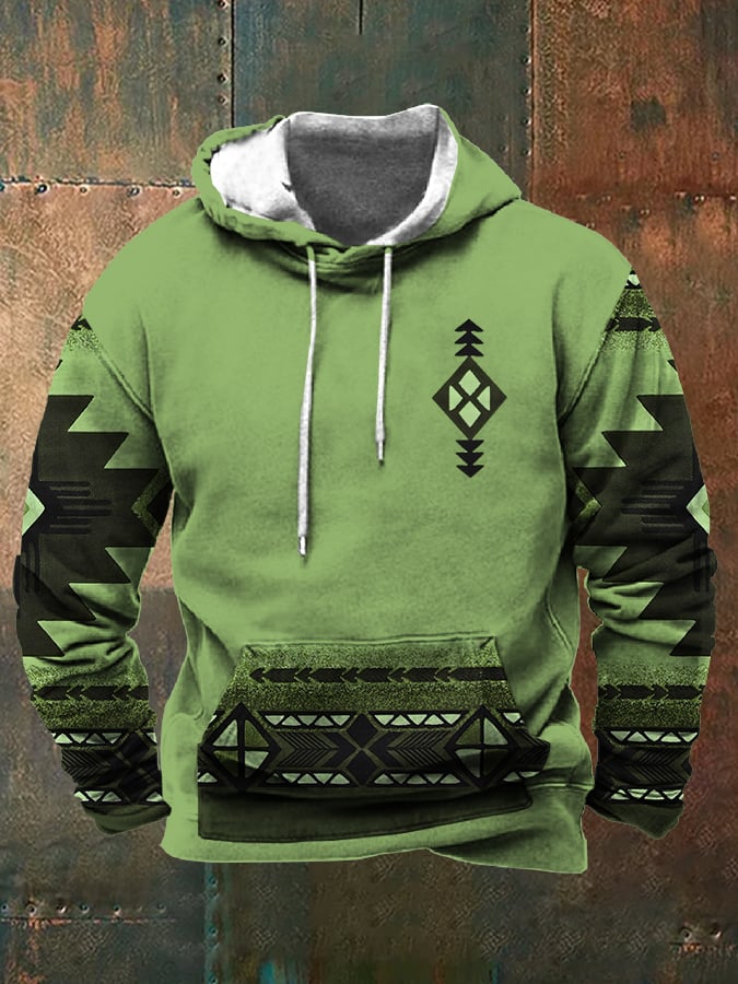 Fleece Fabric Western Print Hoodie