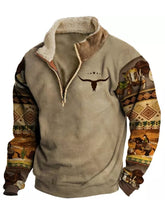 Men's retro western style printed casual sweatshirt