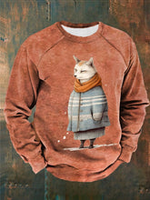 Men's Winter Funny Cute Wonderland Clothing Fox Printed Sweatshirt