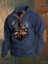 Men's Western Style Printed Stand Collar Button Sweatshirt