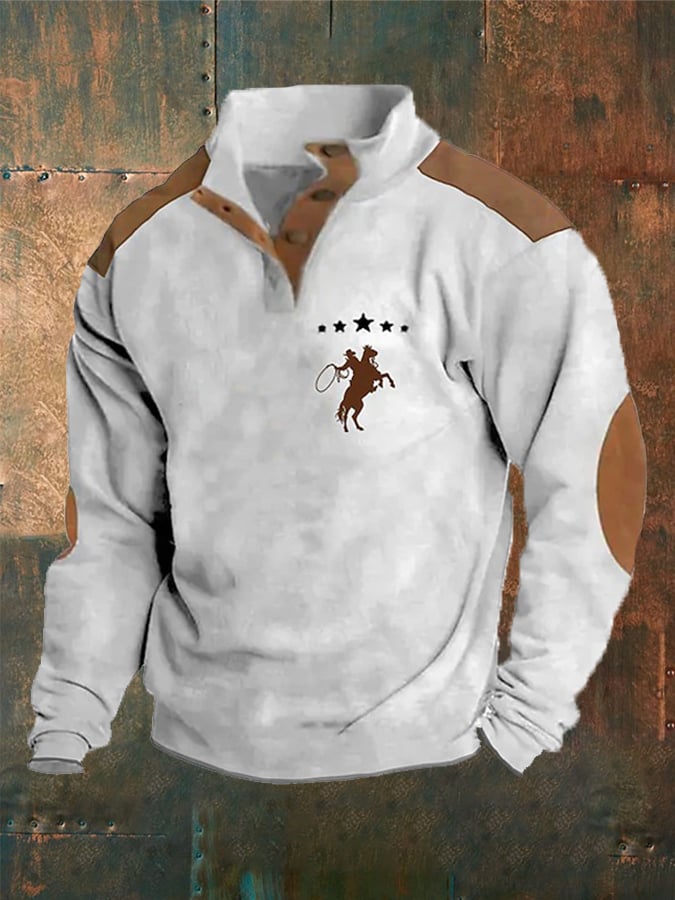 Men'S Contrast Stand Collar Sweatshirt