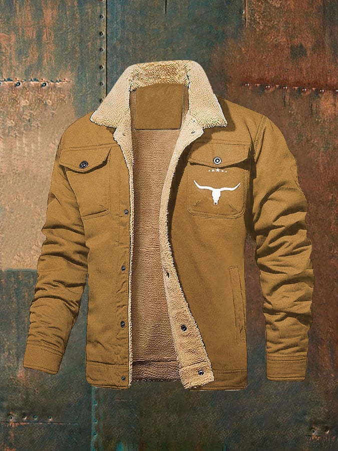 Men's retro western winter fleece jacket