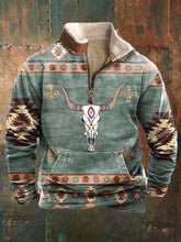 Men'S Retro Printed Long Sleeve Lapel Sweatshirt