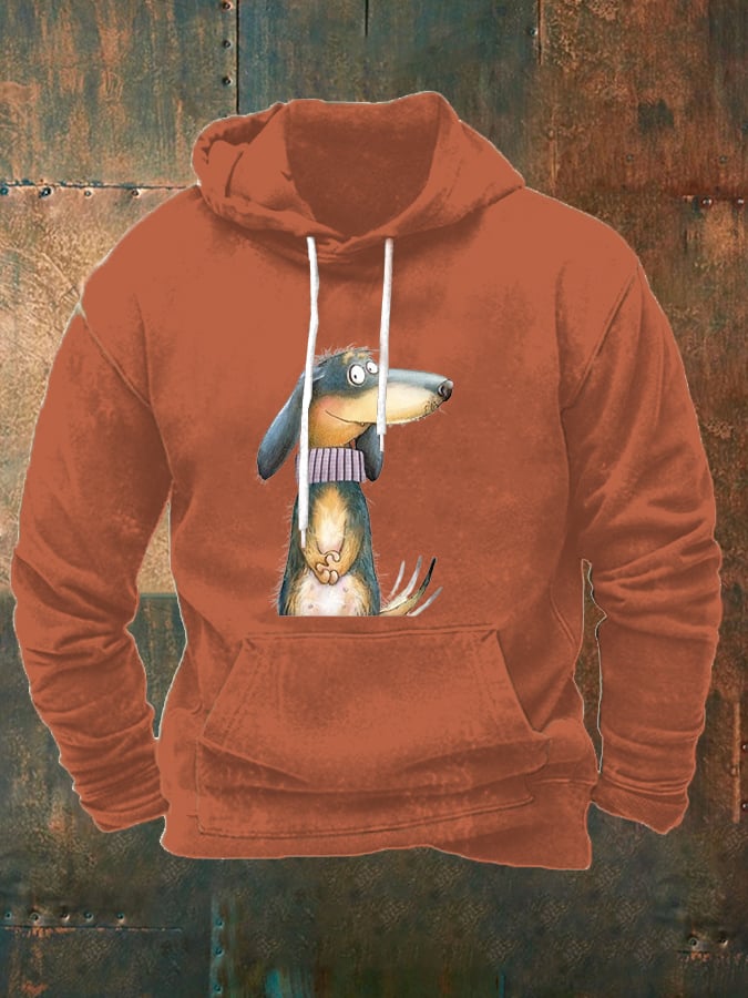 Men's Funny Art Dog Print Casual Hoodie