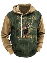 Men's Western Style Printed Loose Hooded Sweatshirt