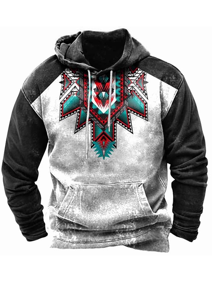 Fleece Fabric Western Print Hoodie