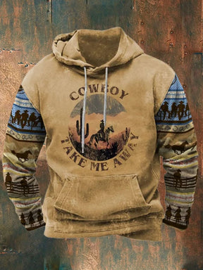 Men's casual printed long sleeve hooded sweatshirt