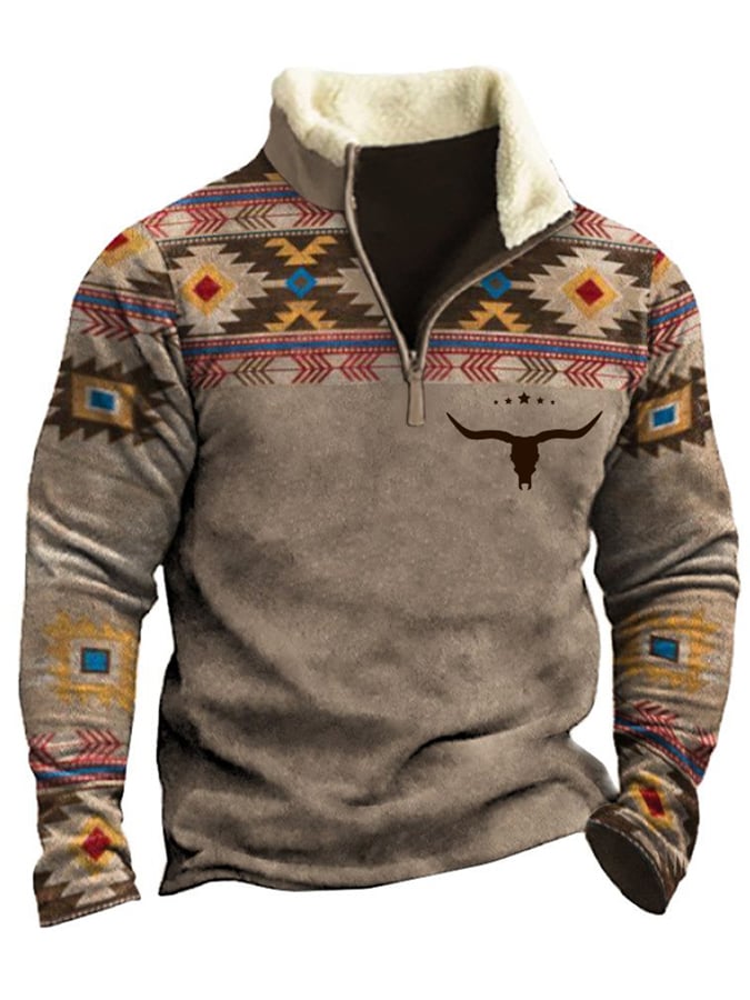 Men's retro western style printed casual sweatshirt