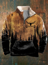 Men'S Retro Contrast Fur Collar Zipper Casual Sweatshirt