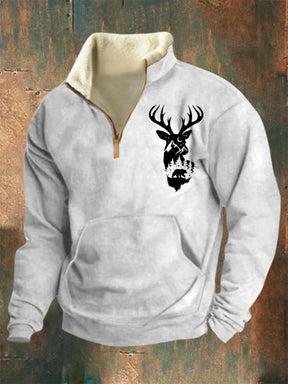 Men's Retro Western Style Arctic Velvet Stand Collar Sweatshirt