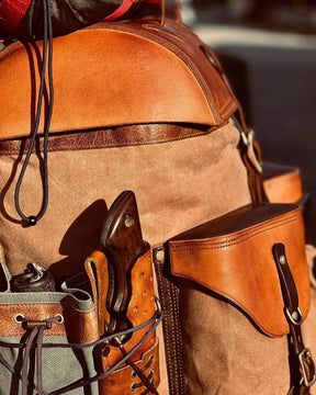 Handmade Leather, Waxed Backpack for Travel, Camping