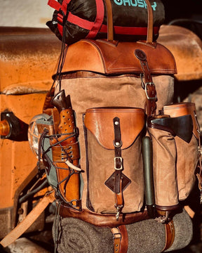 Handmade Leather, Waxed Backpack for Travel, Camping, Hunting, Bushcraft, Hiking