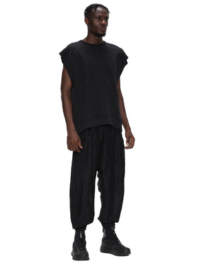 FIEND FIEND PRINTED DROP-CROTCH MESH COTTON LOUGNE PANTS / BLACK