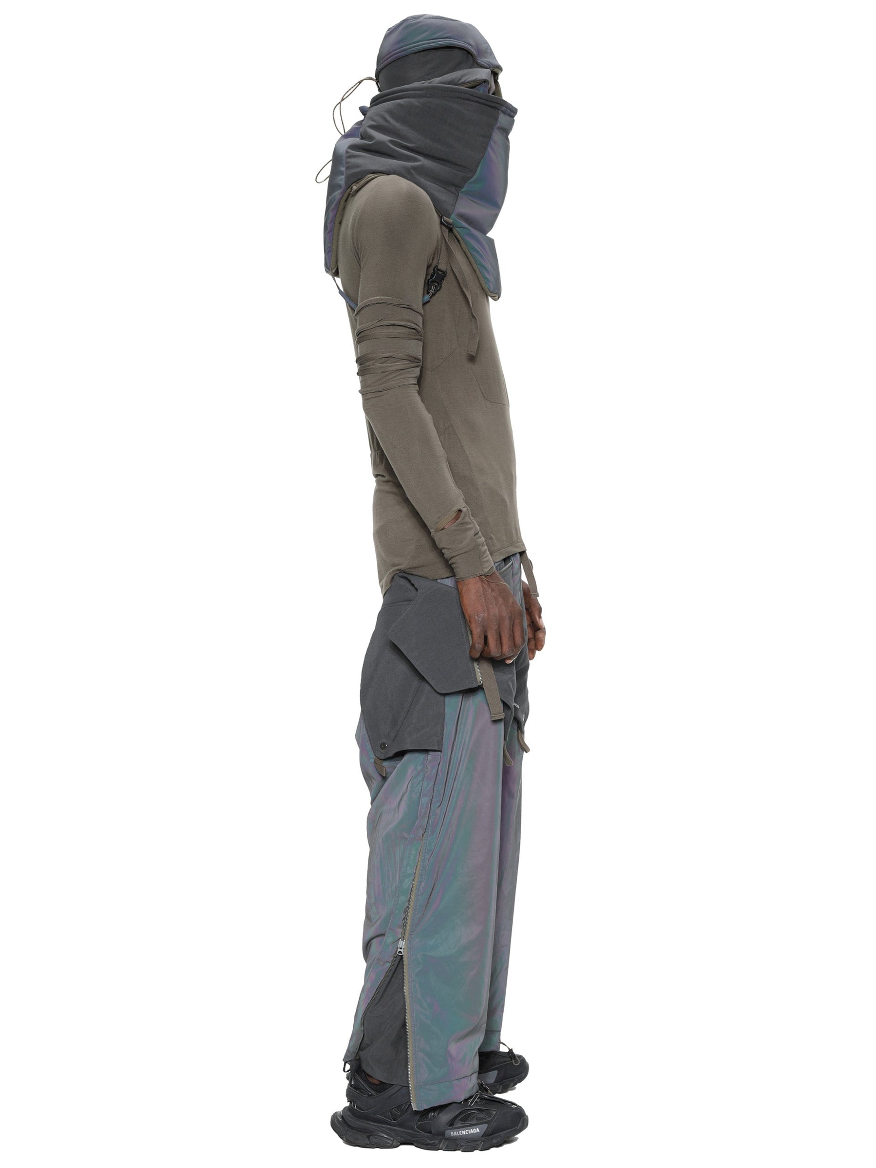 aurora reflective geo panel layered quilted snow pants