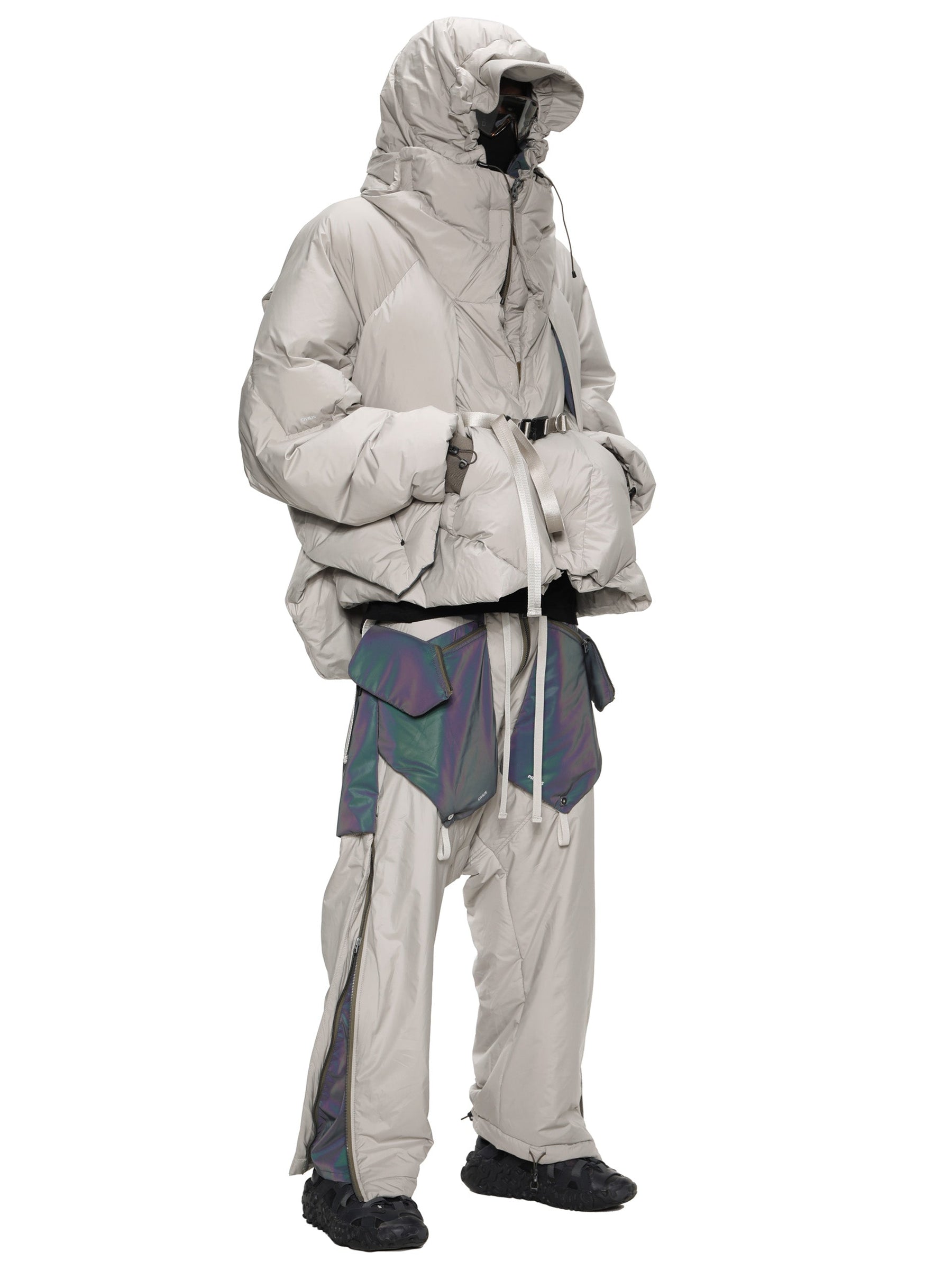 arctic aurora reflective geo panel layered quilted snow pants