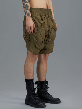 MULTI SNAP CARGO DENIM SHORTS - DRY WAX COATING