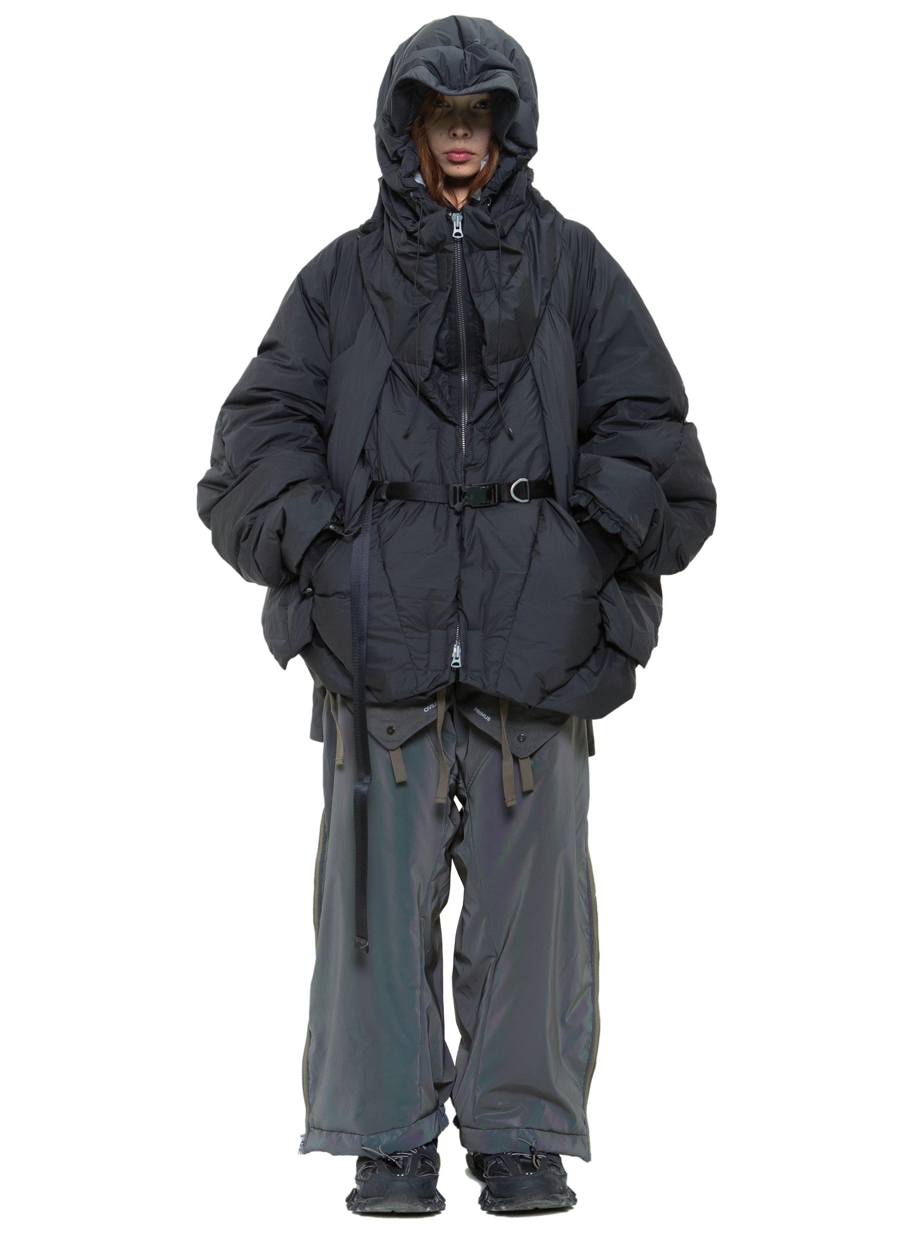 aurora reflective geo panel layered quilted snow pants