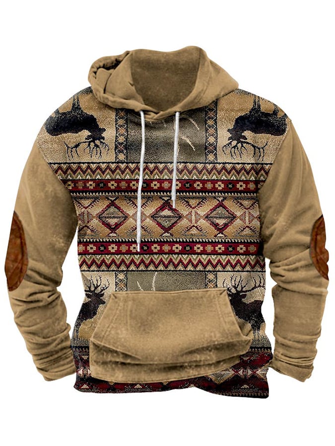 Fleece Fabric Western Print Hoodie