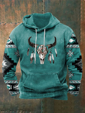 Fleece Fabric Western Print Hoodie