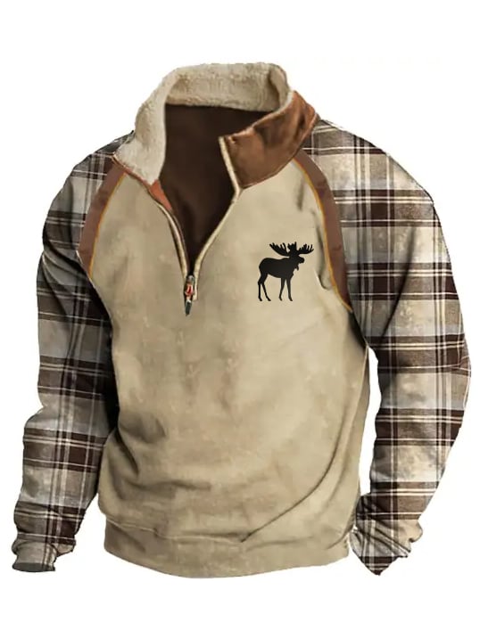 Men's Outdoor Velvet Stand Collar Long Sleeve Sweatshirt