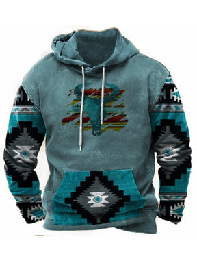 Fleece Fabric Western Print Hoodie