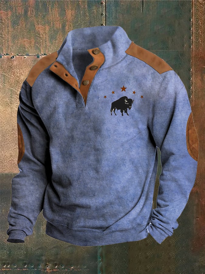 Retro Casual Western Print Sweatshirt