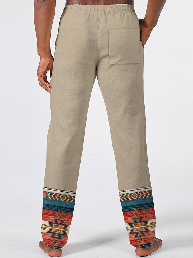 Men's Retro Casual Western Geometric Print Pants