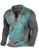 Men's Fashionable Casual Printed Long Sleeve Polo Shirt