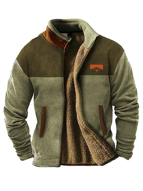 Men's retro color block fleece jacket