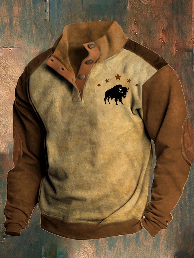 Retro Casual Western Print Sweatshirt