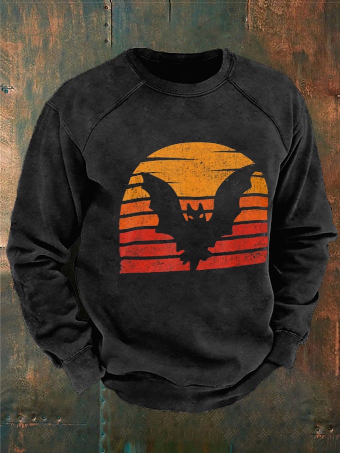 Men's Halloween Bat Print Sweatshirt