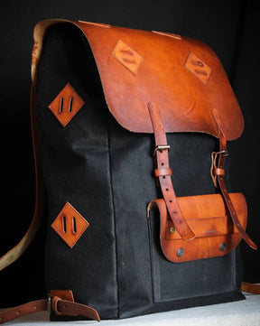 3 Colour Option, Handmade Genuine  Leather and Waxed Canvas Backpack