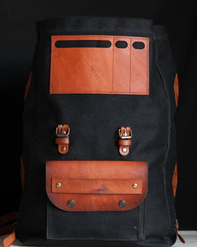 3 Colour Option, Handmade Genuine  Leather and Waxed Canvas Backpack