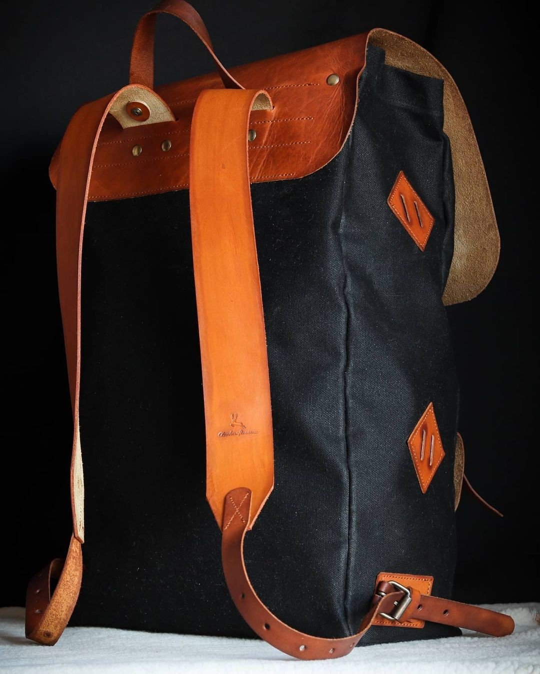 3 Colour Option, Handmade Genuine  Leather and Waxed Canvas Backpack