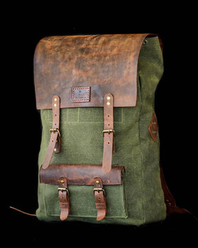 3 Colour Option, Handmade Genuine  Leather and Waxed Canvas Backpack