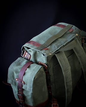 Handmade  Waxed Canvas Backpack with leather for Travel