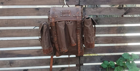 Handmade  Waxed Canvas Backpack with leather for Travel