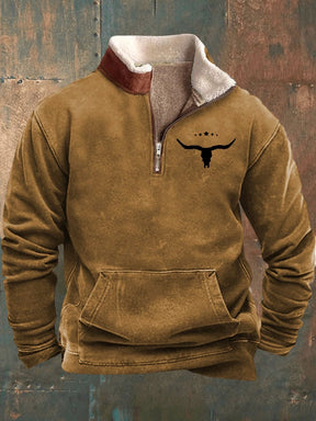 Men's Vintage Western Print Long Sleeve Sweatshirt