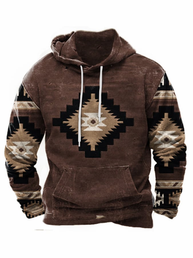 Fleece Fabric Western Print Hoodie