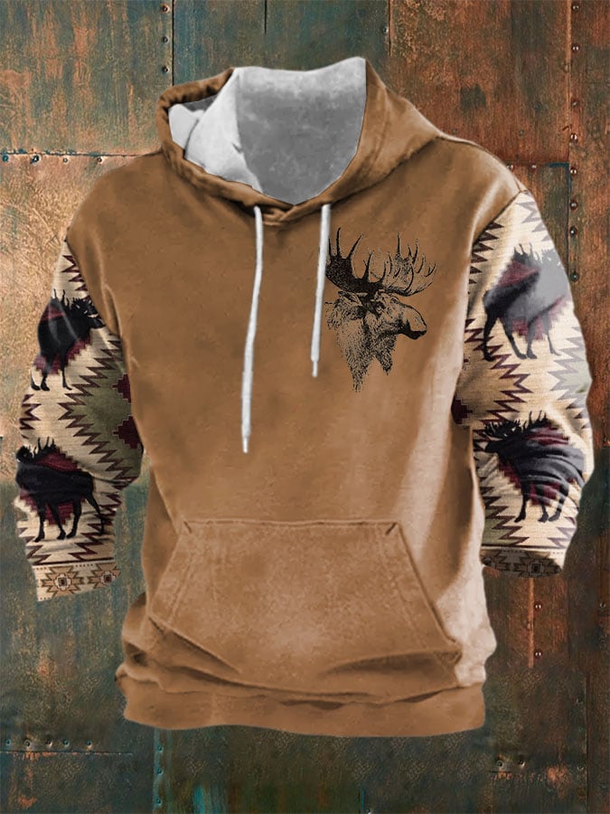 Men's Vintage Western Graphic Print Hoodie