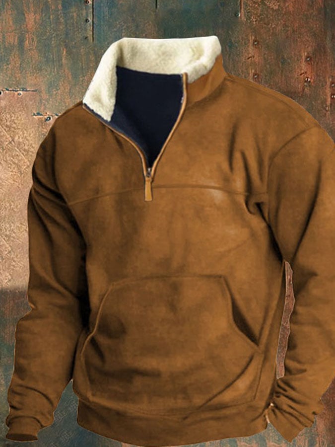 Men's Casual Button Collar Long Sleeve Sweatshirt