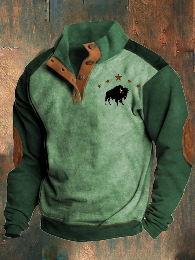 Retro Casual Western Print Sweatshirt