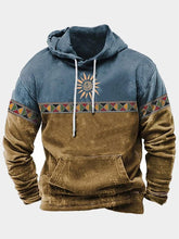 Men's Western Style Printed Loose Hooded Sweatshirt