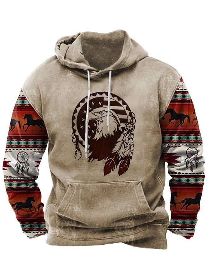 Fleece Fabric Western Print Hoodie