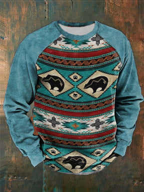 Casual Vintage Men's Western Style Contrast Sweatshirt