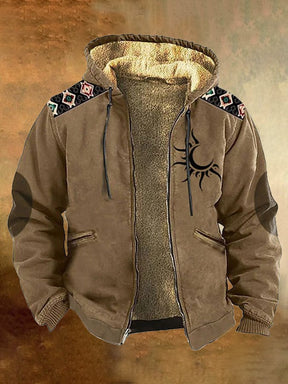 Casual Retro Western Style Printed Fleece Jacket