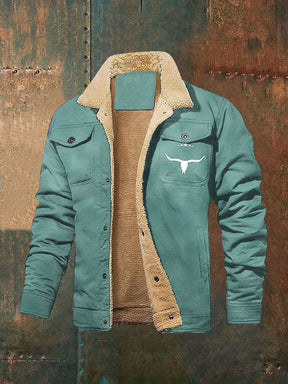 Men's retro western winter fleece jacket