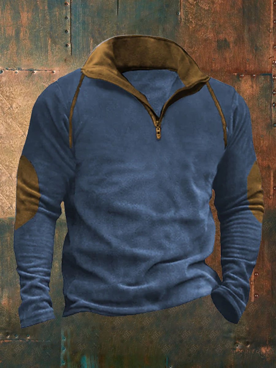 Men's Casual Lapel Long Sleeve Sweatshirt