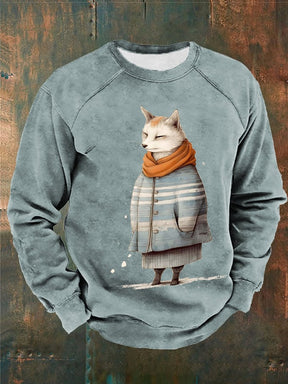 Men's Winter Funny Cute Wonderland Clothing Fox Printed Sweatshirt